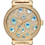 michael kors sofie dameur guld ur med påfuglemønster og krystaller inspiration til smykkeure til kvinder urkompagniet