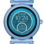 michael kors sofie dameur smartwatch med blå lænke og krystaller inspiration til smykkeure til kvinder urkompagniet