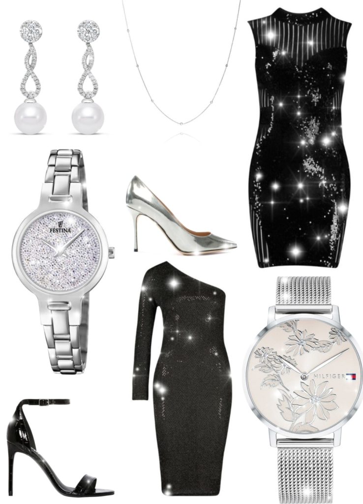 den lille sorte kjole og et sølv ur er perfekt til nytår