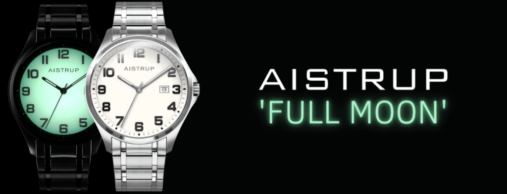Aistrup titanium full moon special edition ur til herrer med selvlysende LumiNova urskive.