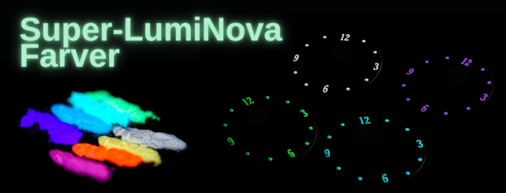 Super-LumiNova farver som benyttes til illumination af ure fra den komplette guide til Super-LumiNova